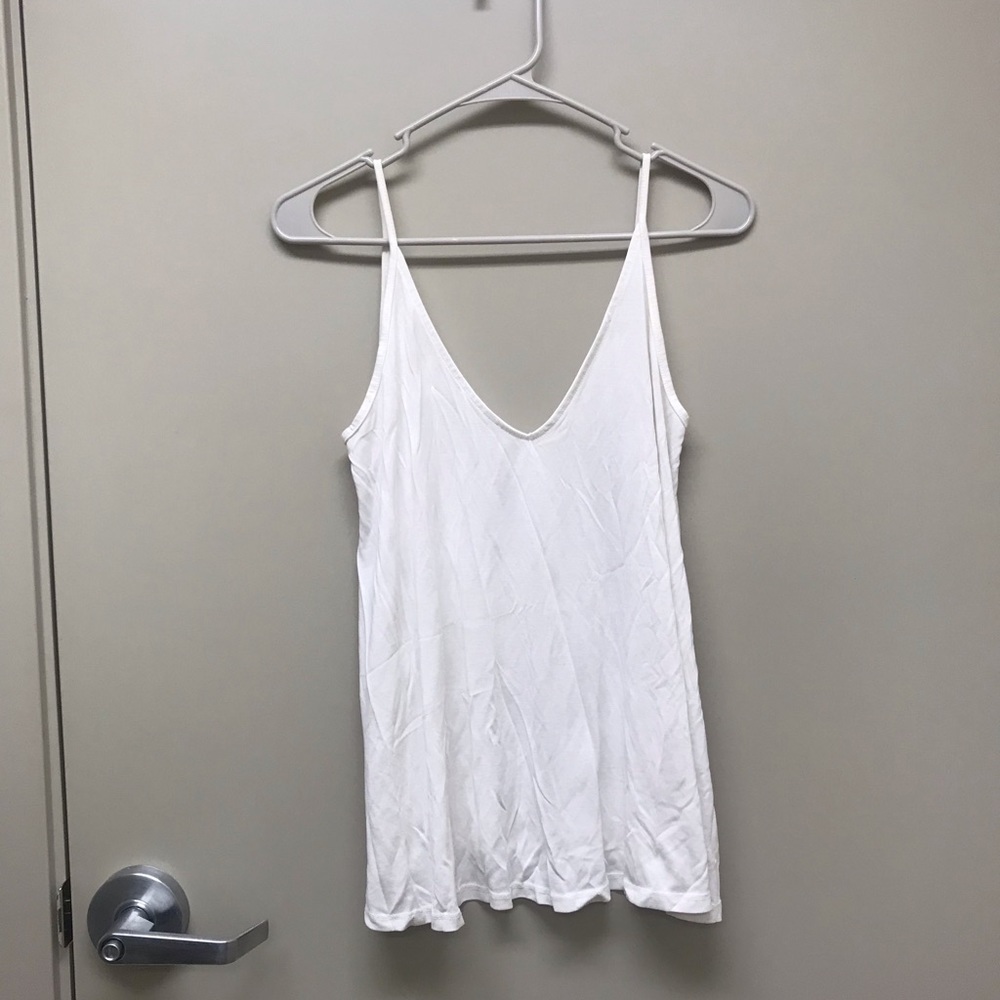 White Double V Urban Outfitters Basic Tank